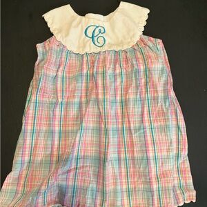Plaid Sleeveless Sun Dress with Monogram “C”